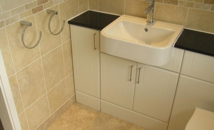 The new basin storage cupboards